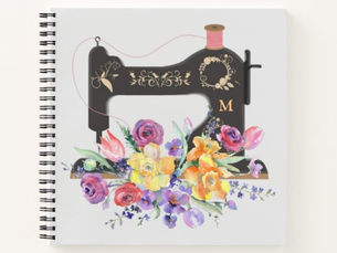 Big Deals! Floral Vintage Sewing Machine Monogram Notebook