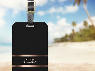 Best Price! Elegant black rose gold monogram initials luggage tag