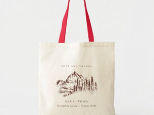 Big Deals! Rustic Rust Pine Woods Mountain Sketch Wedding Tote Bag