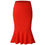 Thumbnail: High Waist Mermaid  Solid Color Knee Length Trumpet Skirt
