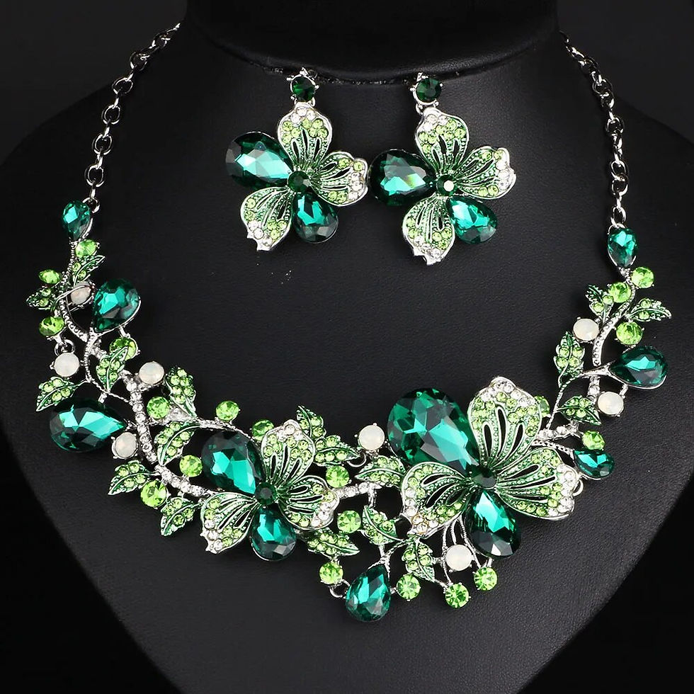 Thumbnail:  Color Crystal Rhinestones Necklace Earring Set