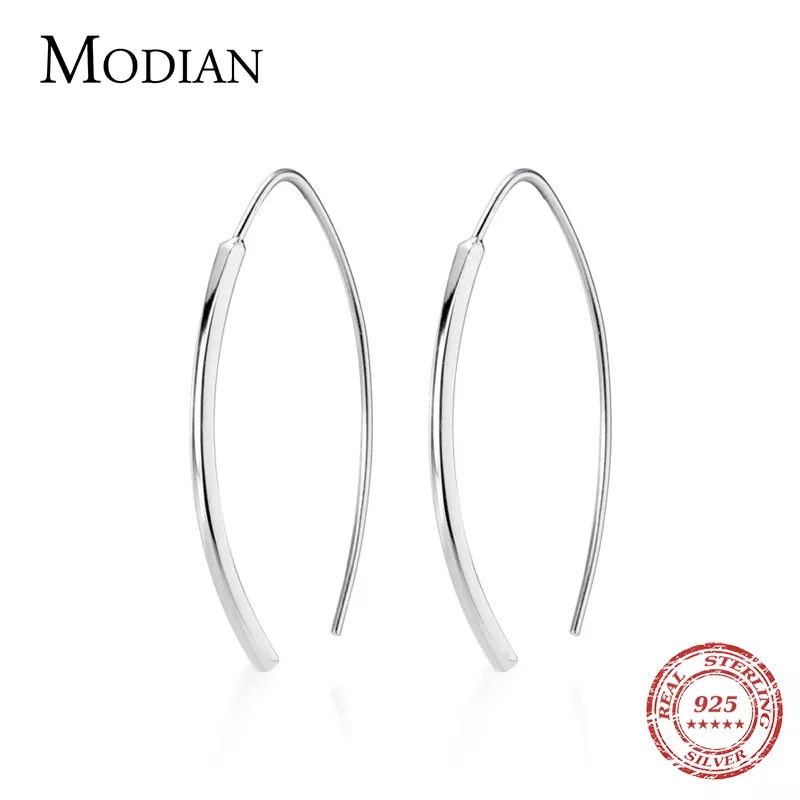 Thumbnail: Genuine 925 Sterling Silver Minimalism Geometric Design Dangle Earring