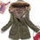 Thumbnail: Medium-Long Hooded Faux Fur Slim Parka with Cotton-Padding