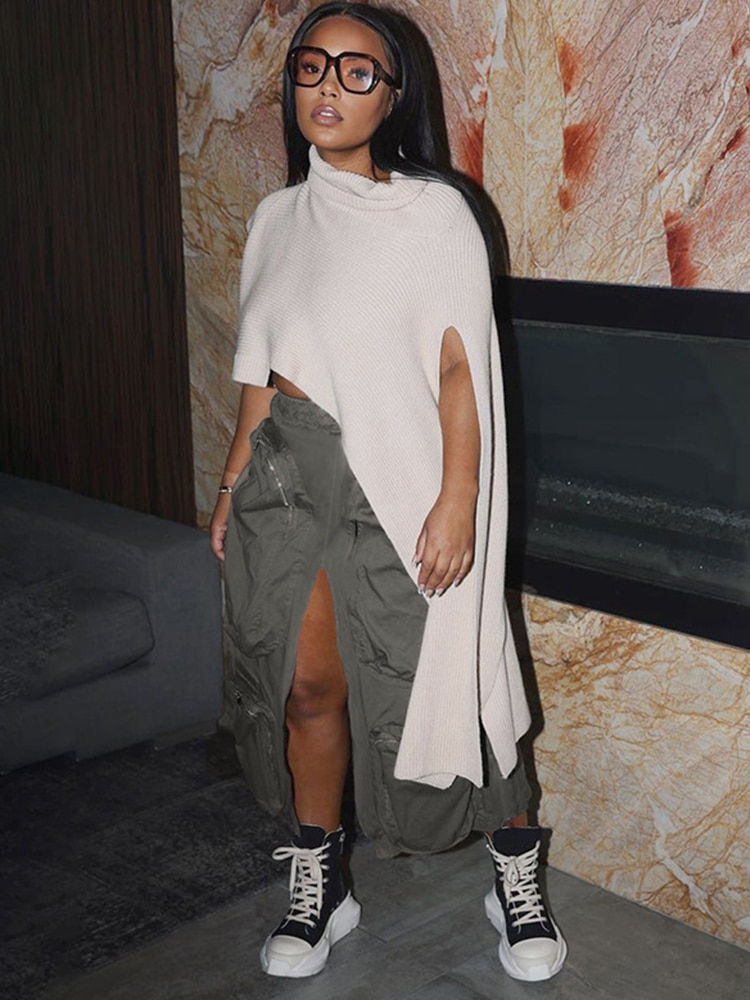 Thumbnail: Loose High Waist Long Skirt 