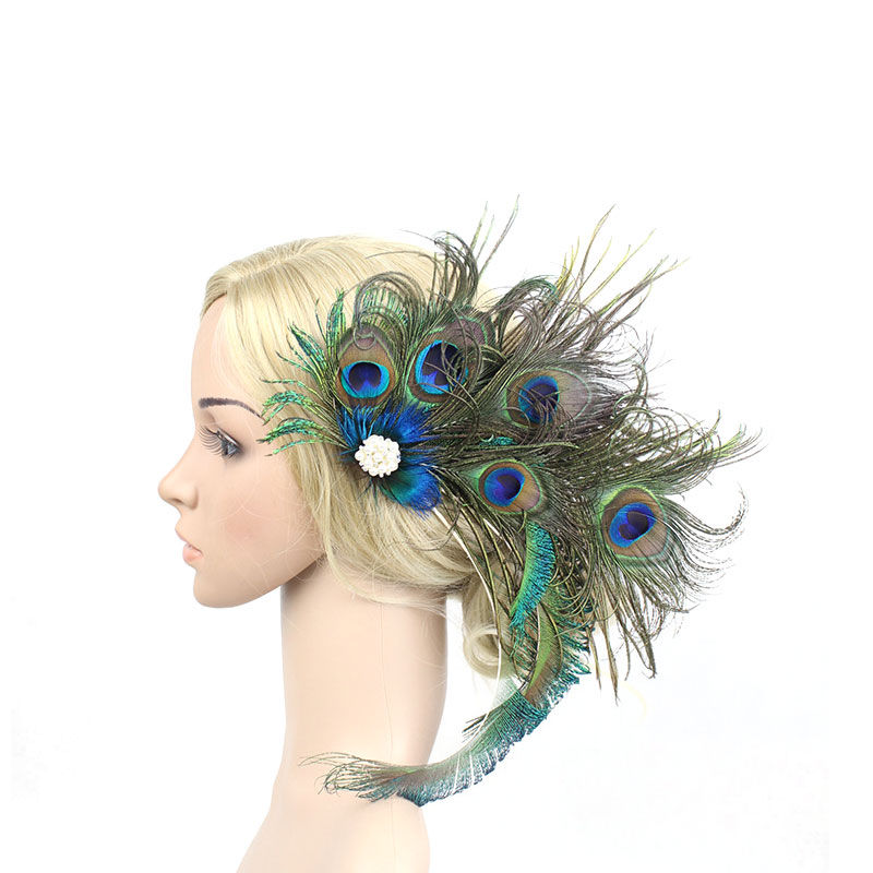 Peacock Feather Fascinator Clip Hairpin Hair Headpiece