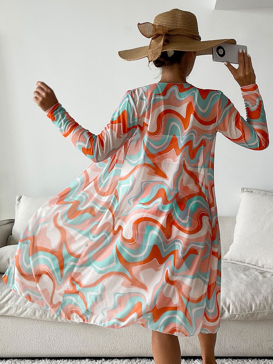 Thumbnail:  Multi Print Bikini with High Waist Bottom and Cover Up 