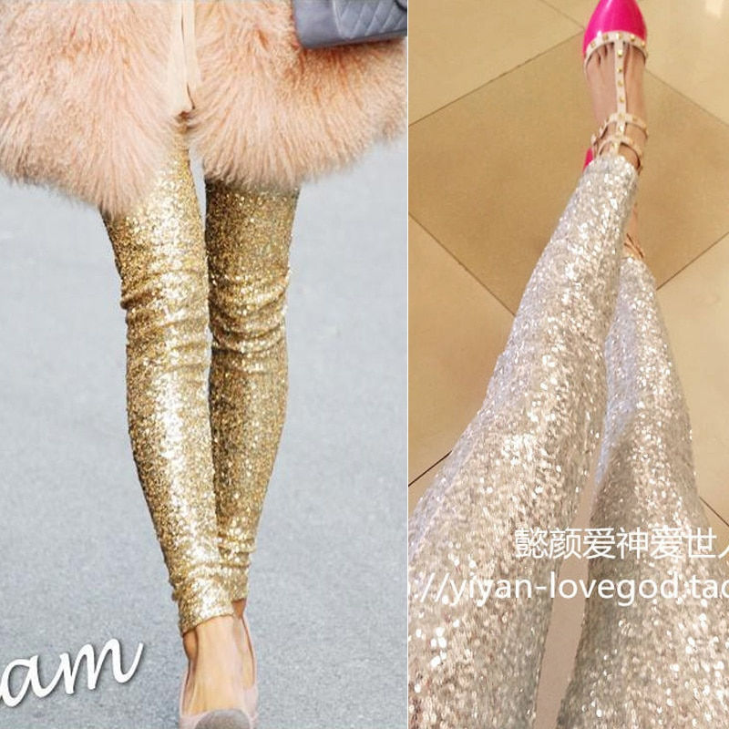 Sequin Tight 3/4 Pencil Pants