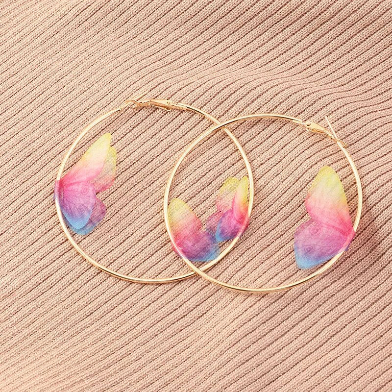 Thumbnail:  Large Hoop Butterfly Earrings