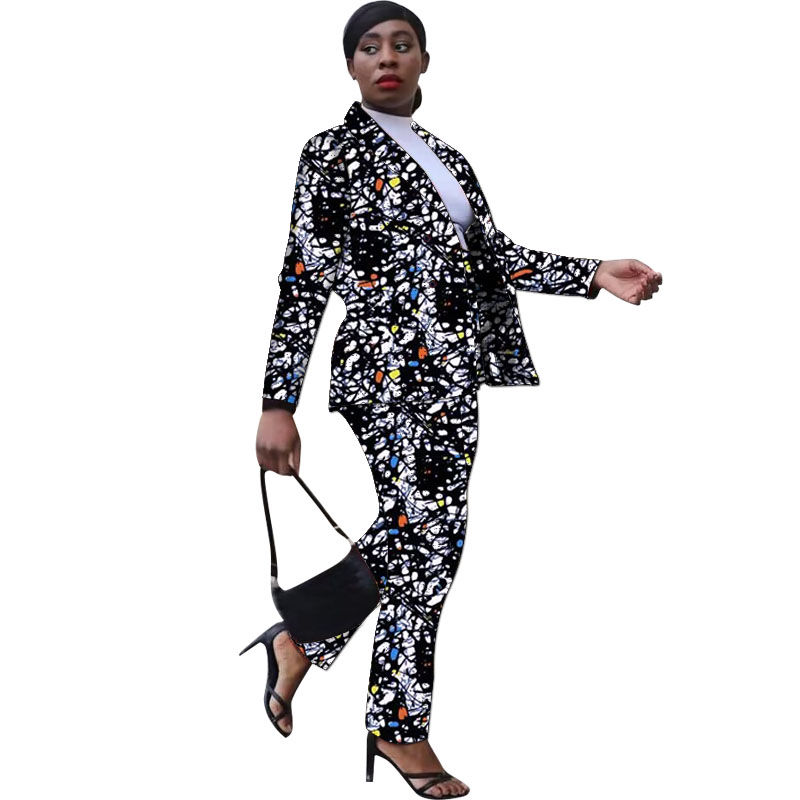 Thumbnail: Fashion Print  Casual Blazers With Straight Pants Twon Piece Sets