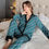 Thumbnail: Satin Print V-Neck 2PCS Pajamas Set 