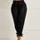 Thumbnail: Solid Color Harem Pants with Waist Belt Bowtie Trousers 