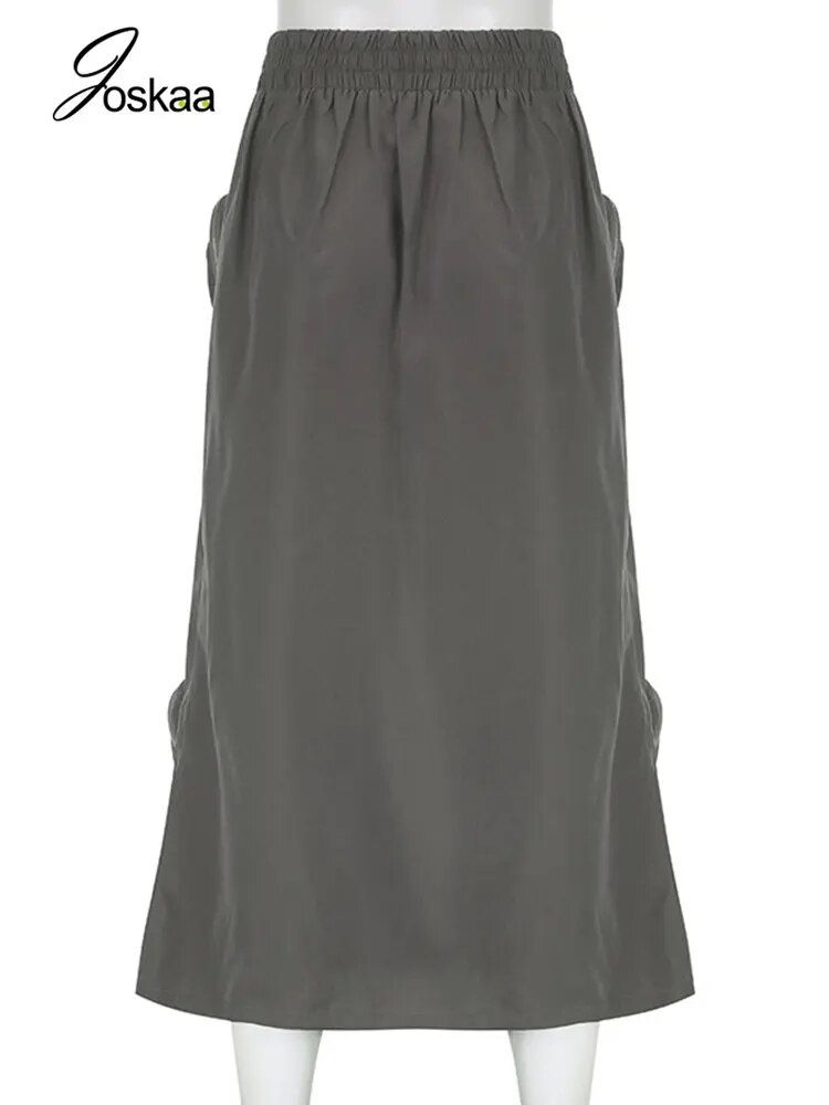 Thumbnail: Loose High Waist Long Skirt 