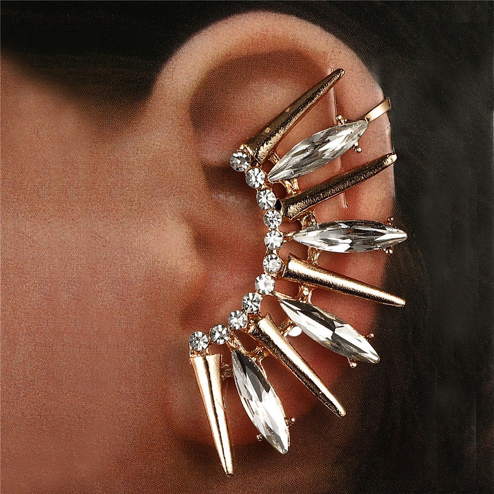 Crystal Rivet Inlaid Rhinestones Alloy Earcuffs Clip Earrings