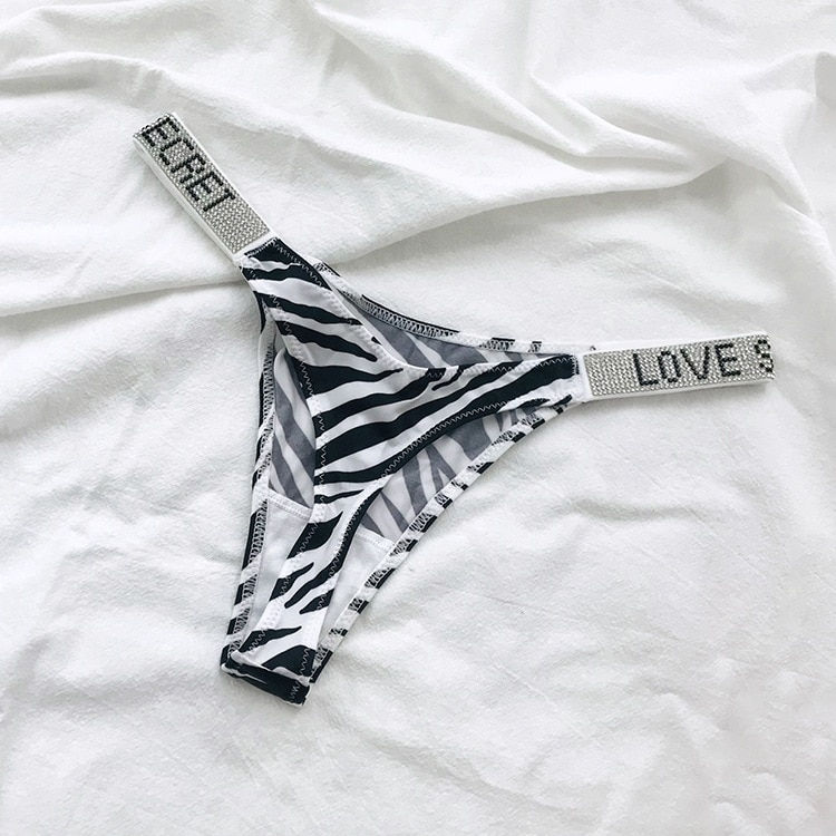 Thumbnail: LOVE Letter Rhinestone Low Waist Thong Panty 