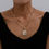 Thumbnail: Imitation Pearl Necklace Heart Coins Pendant Multilayer Chain Choker 