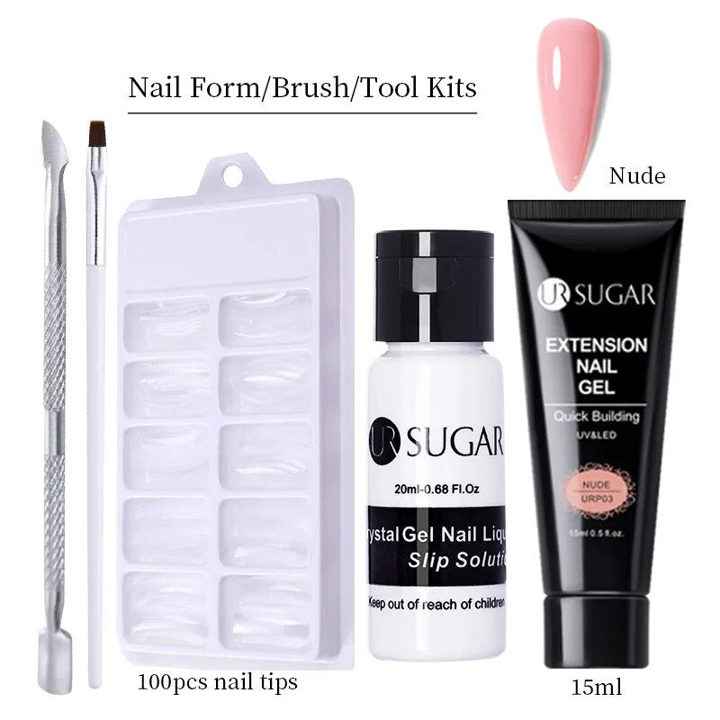 Thumbnail: 15ml Nail Extension Quick Building Hard Gel Acrylic Polish UV 5 piece Set