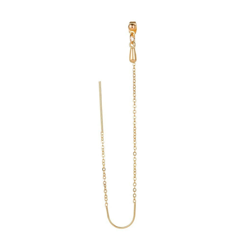 Thumbnail: Long Chain Tassel Ear Cuff Vintage Clip Earrings 