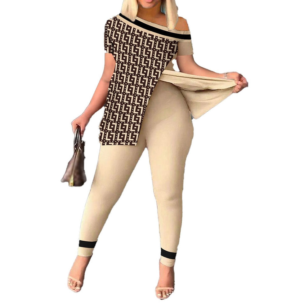 Thumbnail: Printed Short Sleeve Split shirt  and Leggings 2 piece Set 