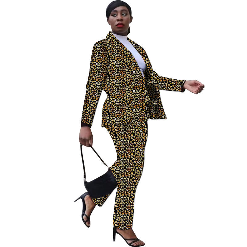 Thumbnail: Fashion Print Casual Blazers With Straight Pants Twon Piece Sets