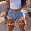 Thumbnail: Ripped Denim Jeans Shorts 