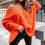 Thumbnail: Off Shoulder Loose V Neck Long Sleeve Knitted Pullover or Cardigan Sweater