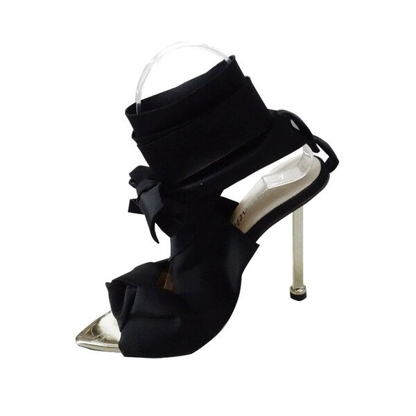 Thumbnail: Cross-Tied Pumps Pointed Toe Bowknot Thin Heels 
