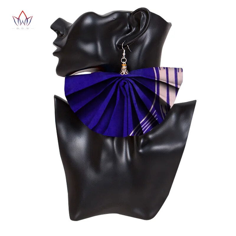 Thumbnail: Various Fabric African Print Fan Shape African Print Handmade Earring 