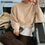 Thumbnail: Half-Turtleneck Cross Split Loose Knit Pullover Sweater