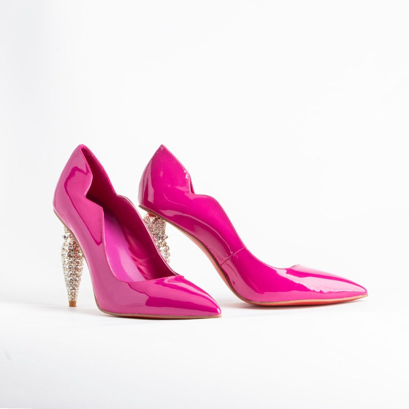 Pointed Toe Red Bottom Rhinestone High Heels