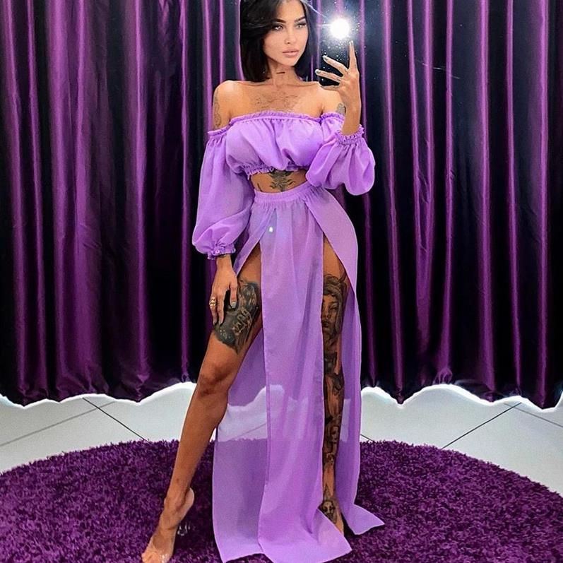 Thumbnail: Off Shoulder Top+ High Waist Cover-Up Two Piece