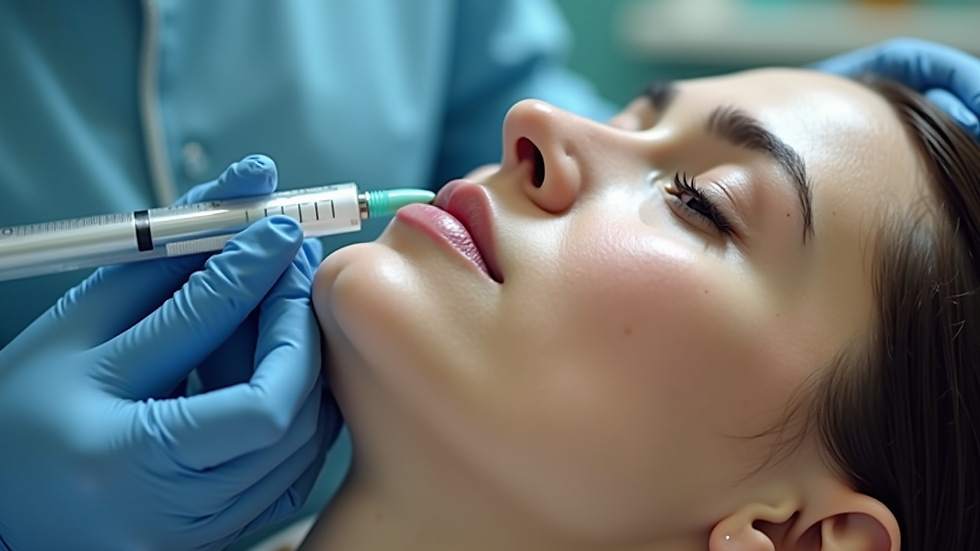 Close-up view of a Botox injection being administered in a clinical setting
