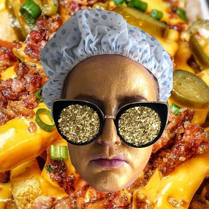Self portrait of the artist on loaded fries 1/3