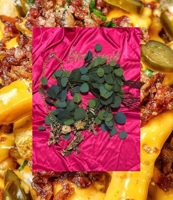 Self portrait of the artist on loaded fries, digital collage Lewis