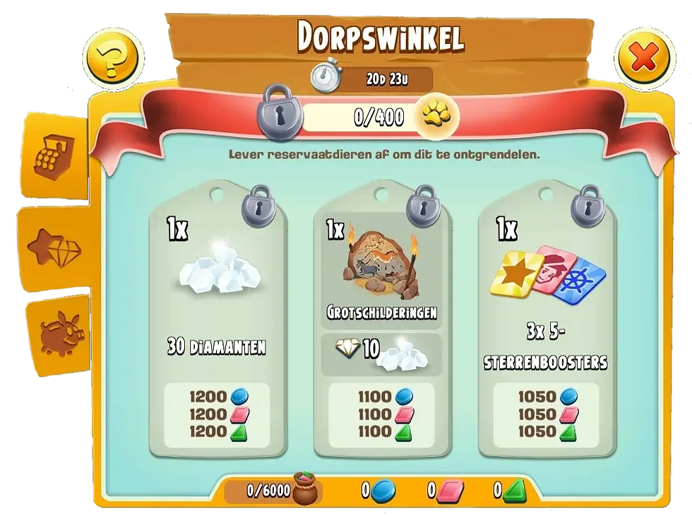 gelockte items dorpswinkel