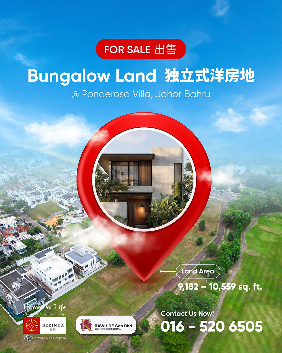 For Sale Freehold Bungalow Land at Ponderosa Villa, Johor Bahru!
