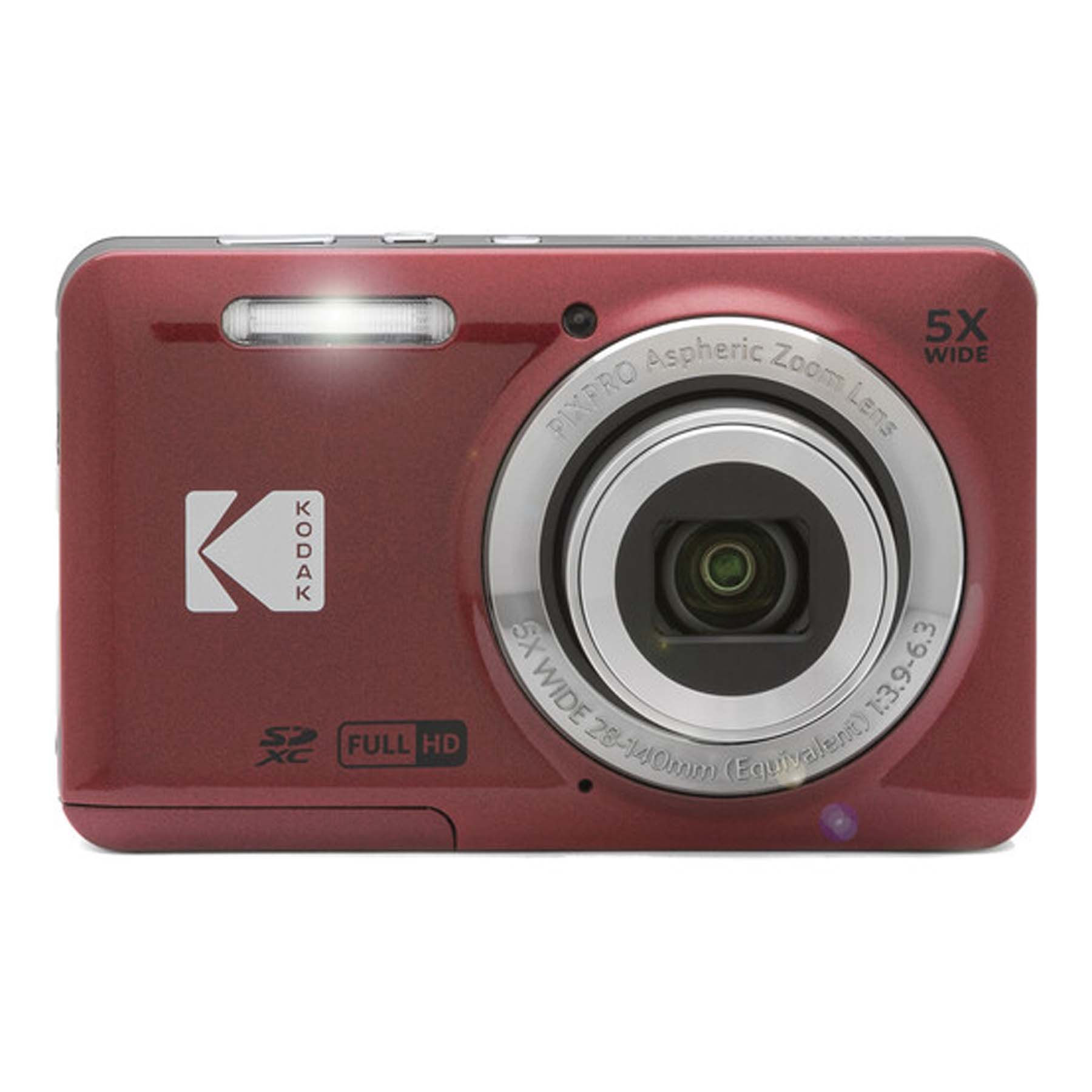 Kodak PIXPRO FZ55 Digital Camera (Red) + SanDisk 64GB  Memory