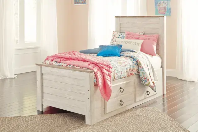 Willowton Twin Panel Bed with 2 Storage Drawers