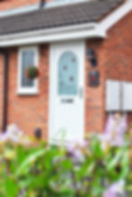 White Composite Door with Curved Arch Glass