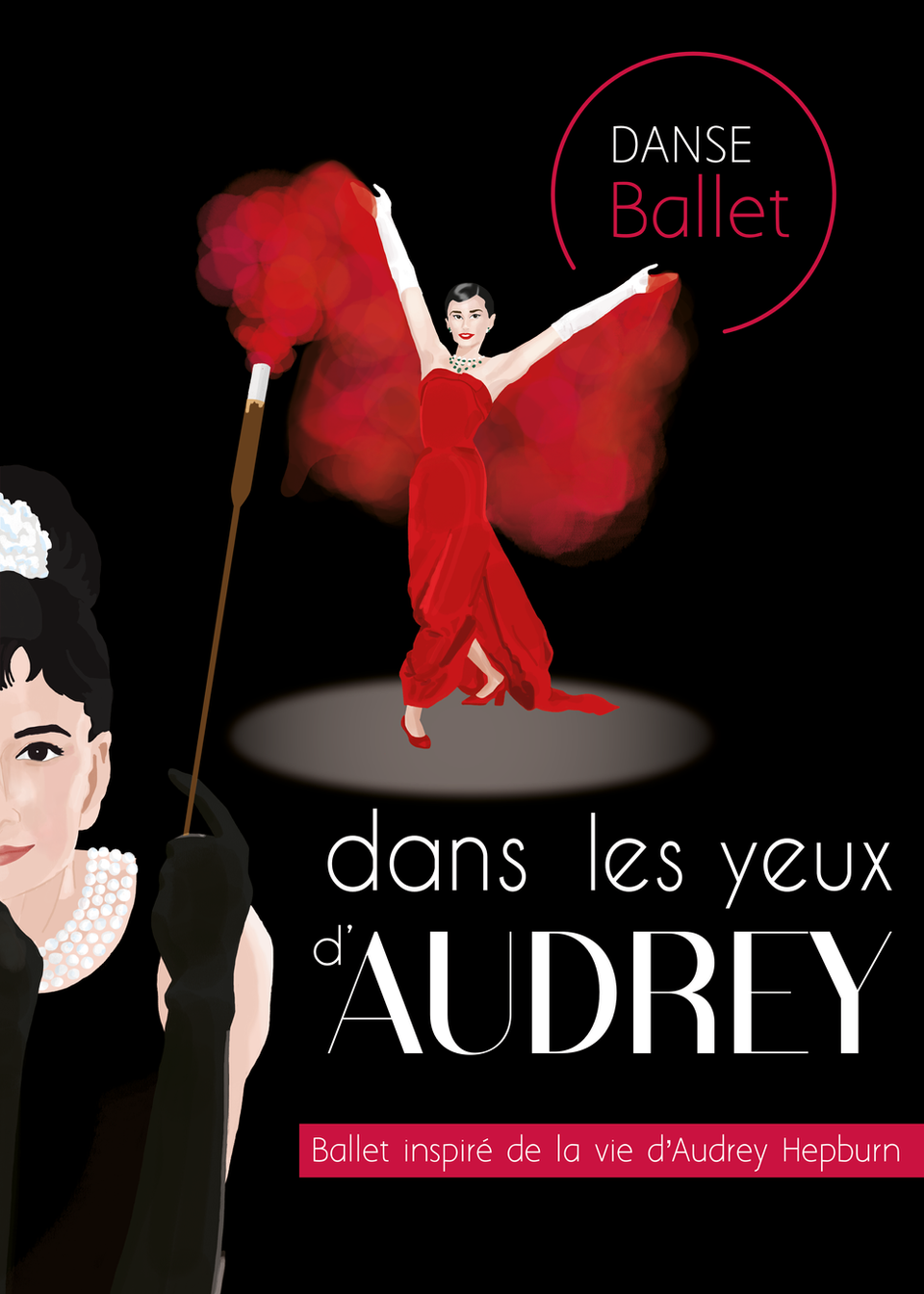 Illustration d'Audrey Hepburn dans Diamant sur canapé et Drôle de frimousse