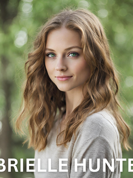 young woman with light skin, brown hair and green eyes
