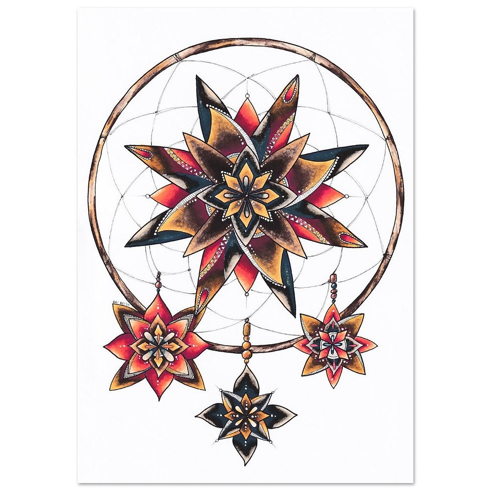 autumn coloured inspired mandala in a dream catcher