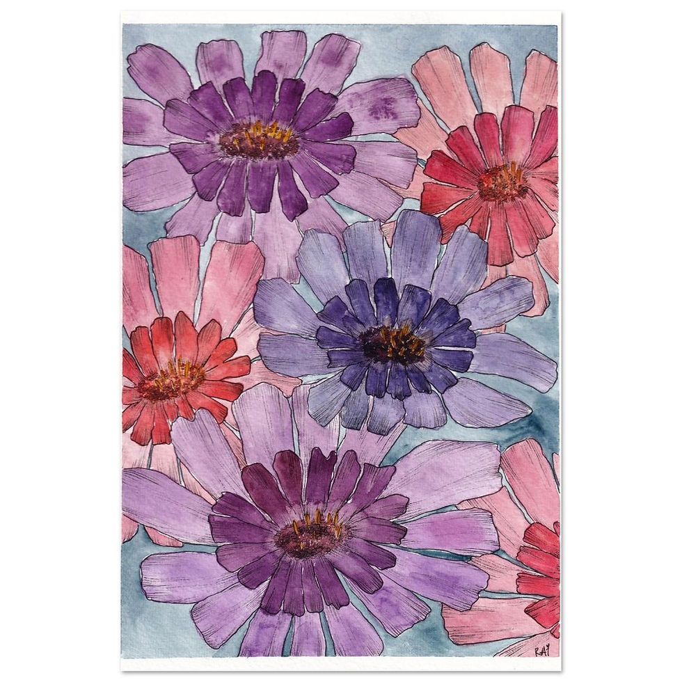 Thumbnail: zinnia flower watercolour painting