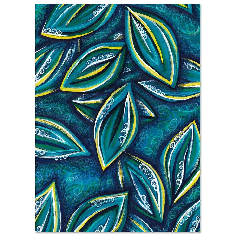 Thumbnail: Handpainted artwork consisting of abstract styled leaves
