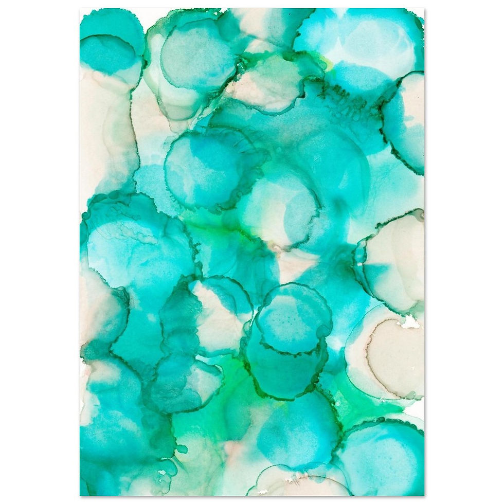 bokeh styled ink in green and blue tones