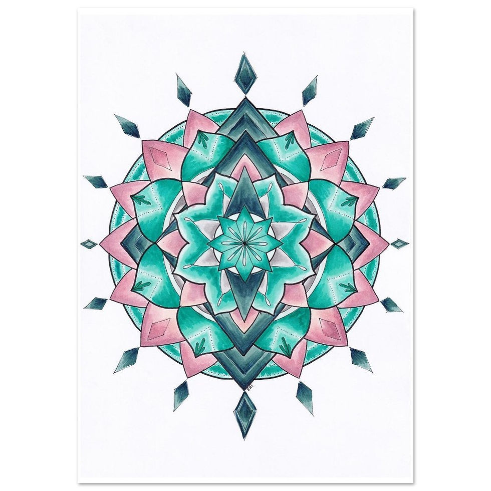 hand-drawn mandala illustration with jewel pastel hues