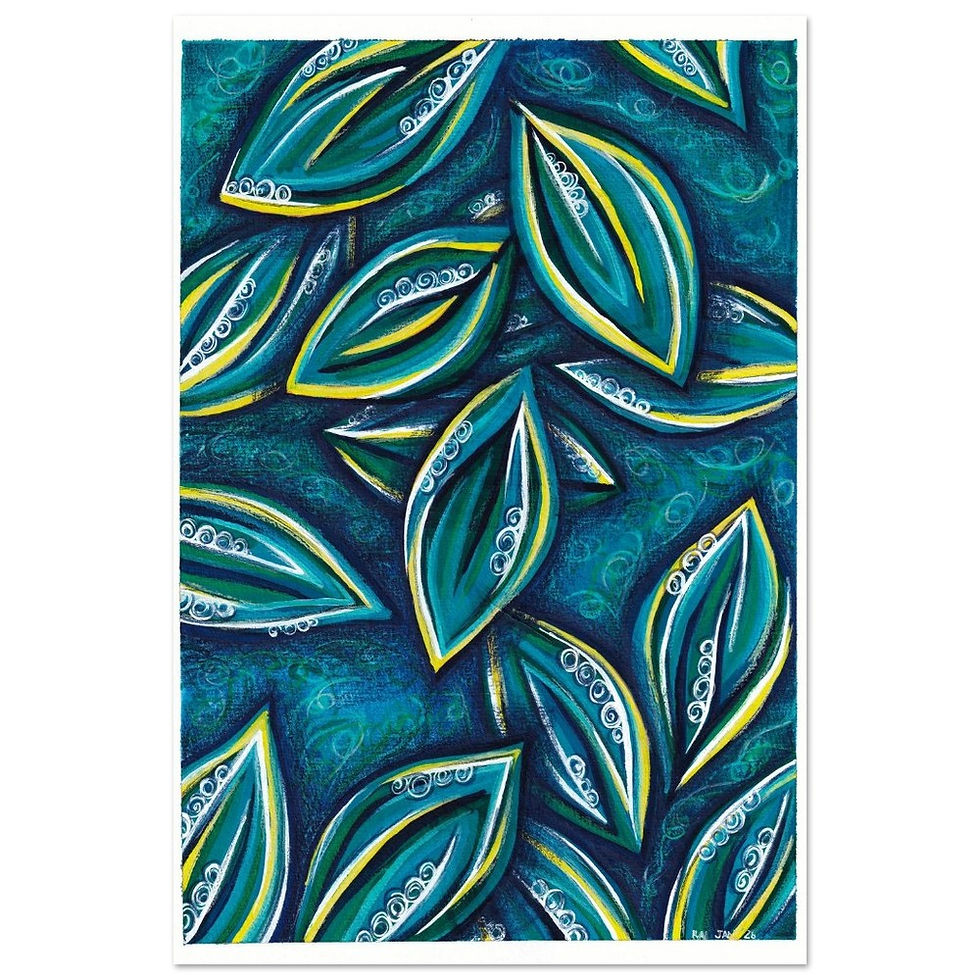 Thumbnail: Handpainted artwork consisting of abstract styled leaves