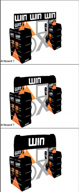 Doritos x Playstation front-of-store unit header design iterations