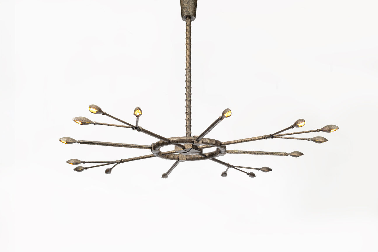 TIR CHANDELIER, Patinated bronze made by Aline Hazarian