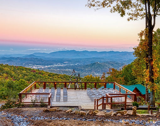 Multi-cabin venue including 4 bedroom and 5 bedroom properties, accommodating up to 60 guests for the ceremony and reception.