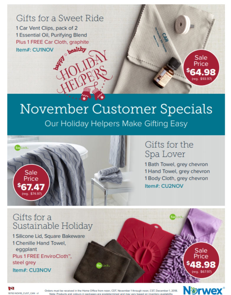 Norwex Specials for Canada November 2018 Shop here.